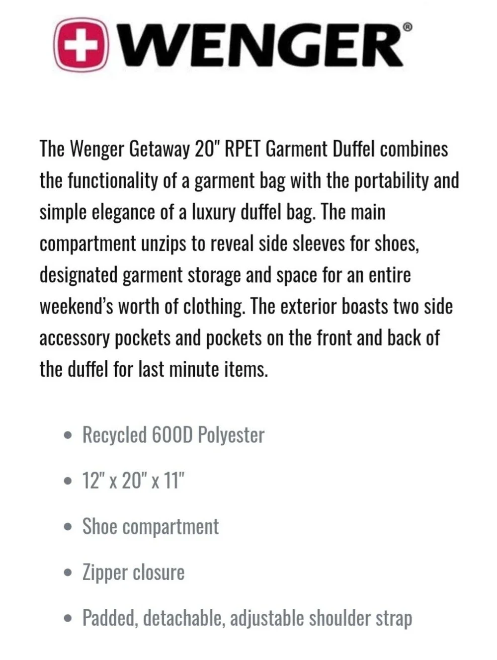 NWT 🔥 Wenger Getaway 20